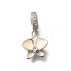 Brass Clear Cubic Zirconia Flower European Dangle Charms KK-M313-38P-01-1
