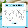 1Pc Cross Brass Rhinestone Hanging Chains Collar Pins Tie Clips AJEW-LP0002-47P-2