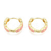 Enamel Plum Blossom Hoop Earrings EJEW-N011-107-3