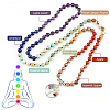 Natural Mixed Stone Tree of Life Pendant Necklace with Round Beaded Chains NJEW-AB00015-01-4