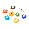 Handmade Millefiori Glass Connector Charms PALLOY-JF01341-1