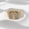 Brass Micro Pave Clear Cubic Zirconia Cuff Rings for Women RJEW-U041-06G-2