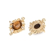 Natural Tiger Eye Oval Connector Charms KK-P302-24G-2