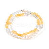 Round Natural Fresh Water Pearl & Quartz Crystal Beaded Wrap Bracelets for Women BJEW-T022-11-2