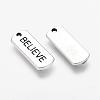 Tibetan Style Alloy Rectangle with Word Believe Pendants X-TIBEP-Q043-066-RS-2