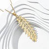 304 Stainless Steel Leaf Pendant Necklaces NJEW-H059-29B-G-1