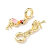 Brass Enamel Colorful Flamingo Shape European Dangle Charms KK-L256-34G-2