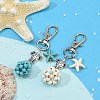 Starfish & Round Synthetic Turquoise Pendant Decorations HJEW-JM03276-1