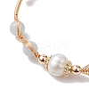 Natural Mixed Stone Round Beaded Cuff Bangle BJEW-JB10113-5