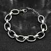 304 Stainless Steel Oval Link Chain Bracelets for Women BJEW-R021-09P-2