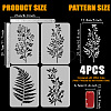 4Pcs 4 Styles PET Hollow Out Drawing Painting Stencils DIY-WH0394-0154-2