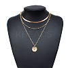 Alloy Flower Coin Pendant 3 Layered Necklaces for Women FS-WGE6B44-01-1