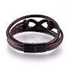 Braided Leather Cord Multi-strand Bracelets BJEW-F349-12B-02-3