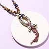 Ceramic Fish Pendant Adjustable Waxed Cord Necklaces for Women LS-NJEW-B146-06-3