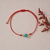 Synthetic Turquoise Round Bead Braided Bracelets EC3666-3