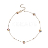 Glass Beaded Flower Link Chain Necklace NJEW-JN04317-2