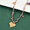 304 Stainless Steel Textured Heart Pendant Cotton Cord Adjustable Necklaces NJEW-C093-01G-3
