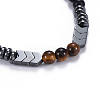 Natural Black Agate(Dyed) & Mixed Stone Beads Stretch Bracelets BJEW-JB04219-3