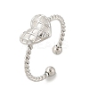 Heart 304 Stainless Steel Open Cuff Rings for Women RJEW-G338-07P-4