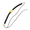 Black Braided Leather Cord Bracelet Making MAK-F037-01G-2