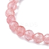 Cherry Quartz Glass & Tiger Eye Round Beads Stretch Bracelet for Women BJEW-JB07293-02-3