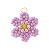 Glass Seed Beaded Flower Pendants PALLOY-MZ00712-2