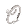 Rack Plating Brass Cubic Zirconia Arabic Letters Adjustable Rings for Women RJEW-S407-10P-16-1