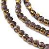 Half Plated Electroplate Transparent Glass Beads Strands EGLA-E060-02A-HP03-3