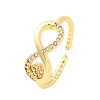 Brass Micro Pave Clear Cubic Zirconia Cuff Rings for Women RJEW-U047-21G-4