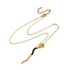 304 Stainless Steel Jet Rhinestone Snake Pendant Cable Chain Necklaces for Women NJEW-A051-01G-3