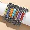 Natural Lava Rock and Non-Magnetic Synthetic Hematite Beads Braided Bead Bracelets BJEW-JB03975-1