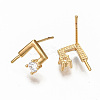 Brass Micro Pave Clear Cubic Zirconia Earring Findings KK-S356-128G-NF-2