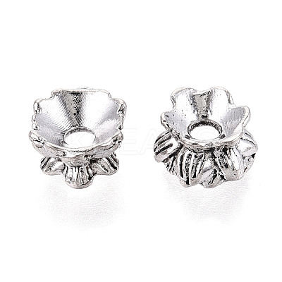 Buddhist Jewelry Findings Tibetan Style Alloy Lotus Double Sided Bead Caps PALLOY-O042-03-01-1
