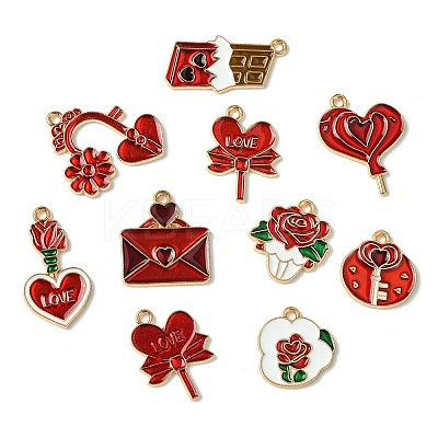 45Pcs 9 Styles Valentine's Day Theme Alloy Enamel Pendants FIND-CJ0003-80-1