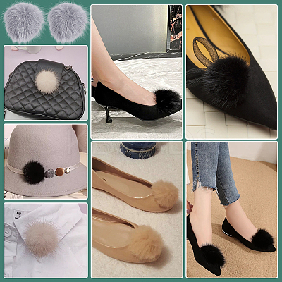 Faux Mink Fur Shoes Buckle Clip AJEW-WH0248-670B-1