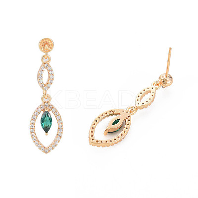 Brass Micro Pave Cubic Zirconia Stud Earring Findings KK-S364-150-1