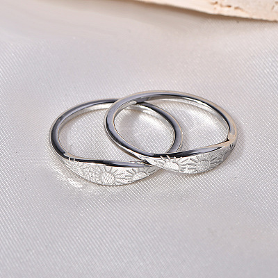Sun Pattern 304 Stainless Steel Finger Rings FS-WG90263-12-1