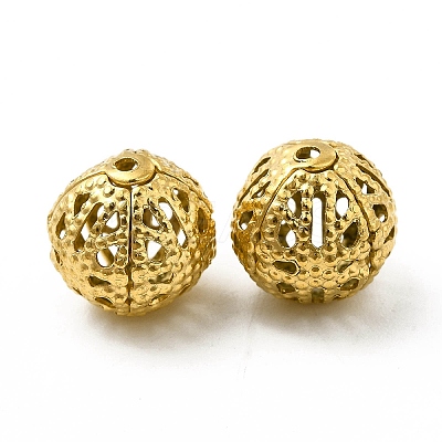 304 Stainless Steel Hollow Round Beads STAS-P319-13G-1