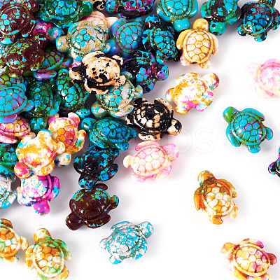 60Pcs 15 Styles Spray Painted Synthetic Turquoise Beads G-TA0002-19-1