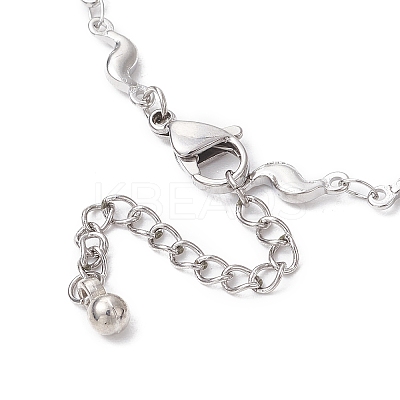 304 Stainless Steel Wave Link Chain Bracelet Making AJEW-JB01303-02-1