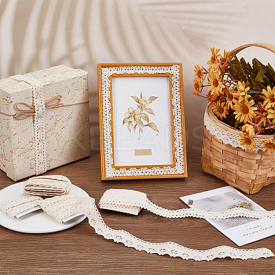 4 Rolls 4 Styles Cotton Flower Lace Ribbon OCOR-FG0002-77B-1