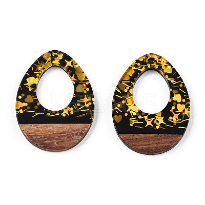 Opaque Resin & Walnut Wood Pendants RESI-TAC0021-67-1