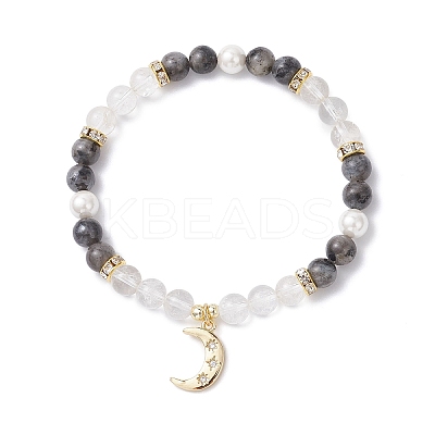 Brass Micro Pave Cubic Zirconia Charm Bracelets BJEW-JB12230-02-1