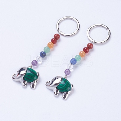 Synthetic Malachite Chakra Keychain KEYC-P040-E02-1