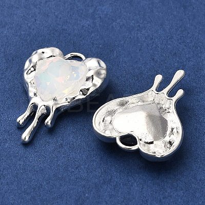 Rack Plating Alloy Rhinestone Pendants PALLOY-D028-08A-S-RS-1