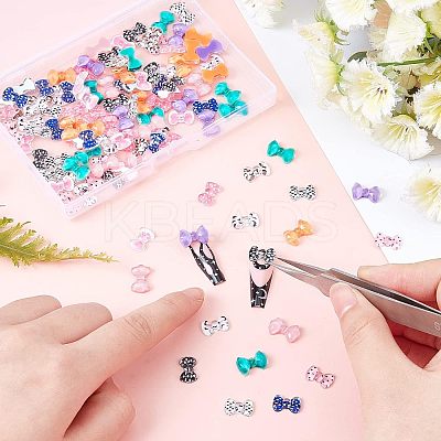 120Pcs 12 Styles Bowknot Resin Cabochons MRMJ-OC0002-90-1