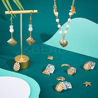 20Pcs 10 Style Textured Stainless Steel Pendants FIND-GA0002-23-1