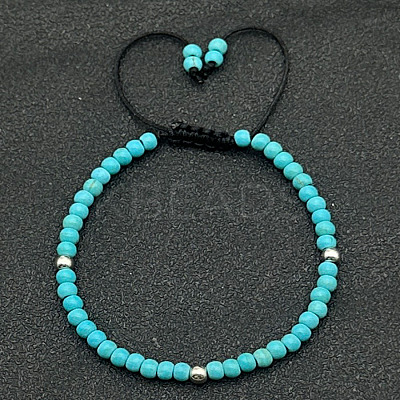 Adjustable Synthetic Turquoise Braided Beaded Bracelets for Women LG9619-7-1