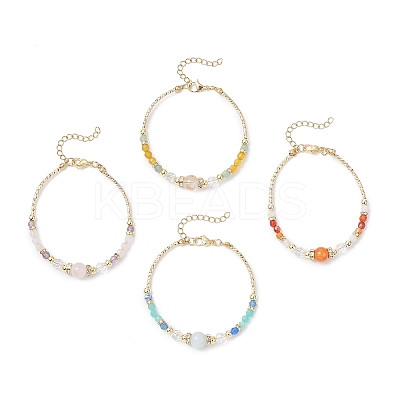4Pcs Natural Mixed Gemstone Beaded Bracelets for Women BJEW-JB12557-1