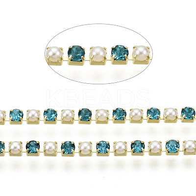 Brass Rhinestone Strass Chains CHC-N017-001A-A11-1